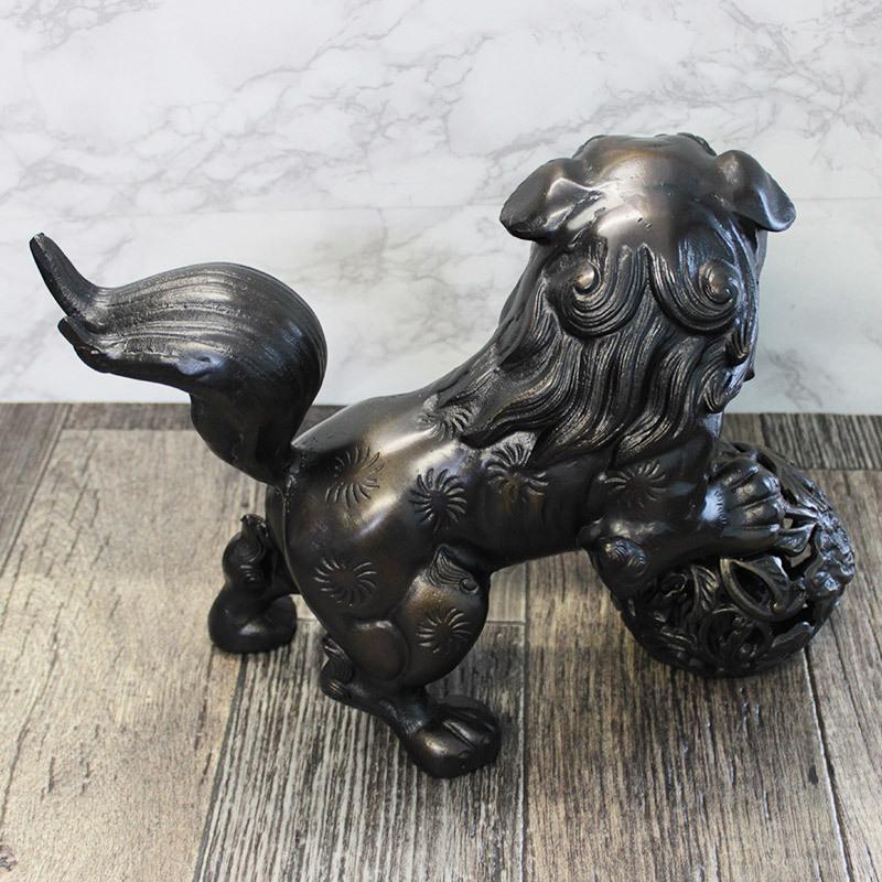 完売】玉獅子 置物 / 鉄製 和風置物 獅子 悪霊退散 縁起物 神社仏閣 魔