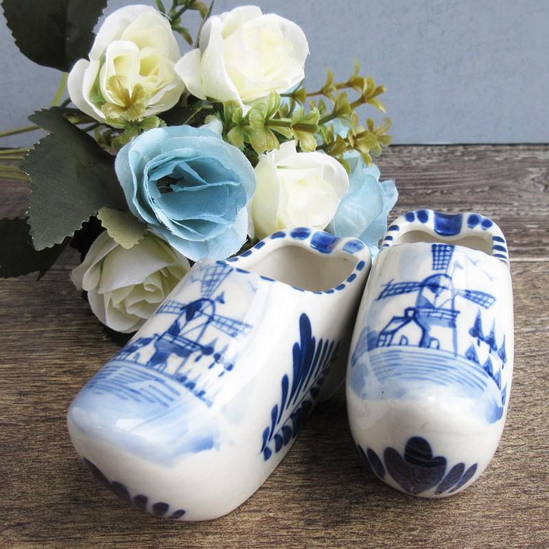 デルフト陶器 オランダ絵つき 陶器の靴 / デルフト焼 オランダ