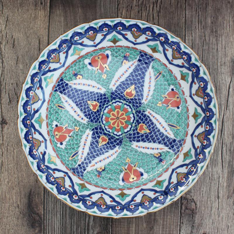 大皿 食器 トルコ IZNIK モザイク タイル 飾り皿 魚 うろこ ウロコ