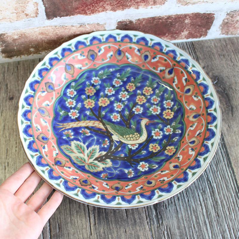 大皿 トルコ IZNIK モザイク タイル 飾り皿 青い花柄 高級食器