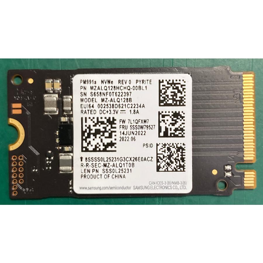 KIOXIA NVMe 128GB 2242 SSD Samsung Union Memory Lenovo純正品 M.2