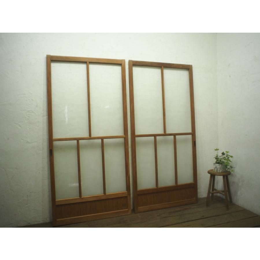 タQ0658◇(1)【H176cm×W85,5cm】×2枚◇昭和レトロなデザインガラスの