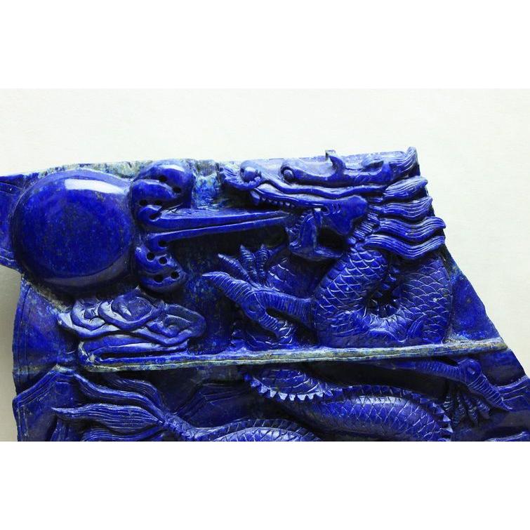 5.6Kg ラピスラズリ 手彫り 龍 置物 t362-563 : 誠安天然石専門店