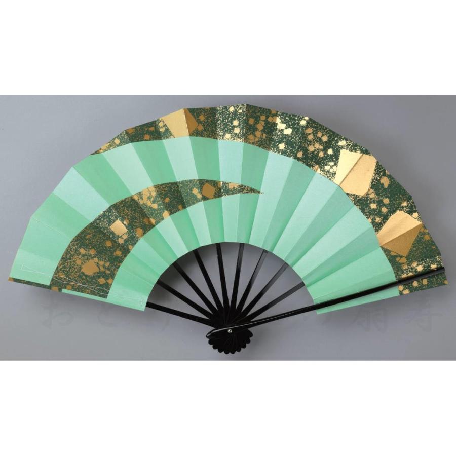 舞扇子 日本舞踊 踊り用 小石、薄緑 黒塗骨 京扇子 箱なし : おどり