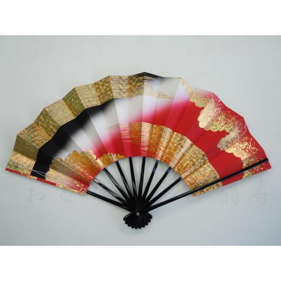 舞扇子 日本舞踊、踊り用 29cm 金ホロ箔・赤・黒・白 黒塗骨 京扇子 箱