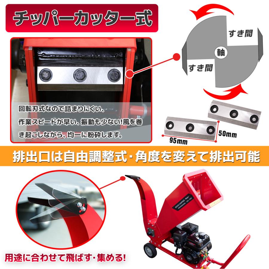 粉砕機 7.5馬力 ウッドチッパー 最大処理径 70mm 4ストローク エンジン