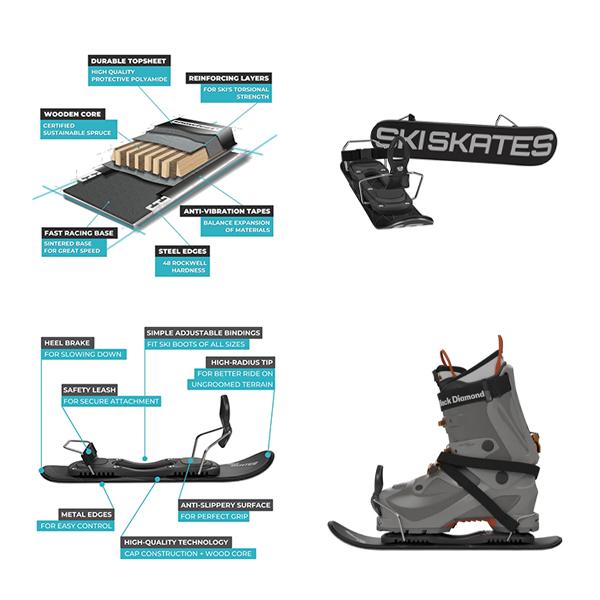 SKI SKATES [ snowfeet ] スキースケート 44cm ミニ/ショートスキー