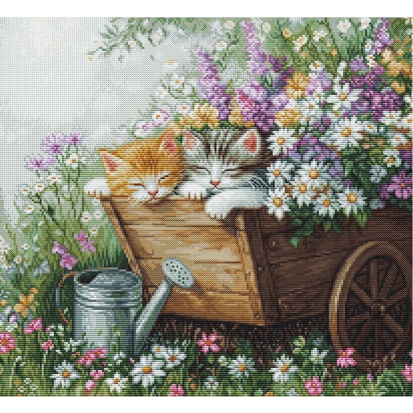 刺繍 輸入キット Luca-s KITTEN'S SLEEP BU5093 | ルーカス クロス