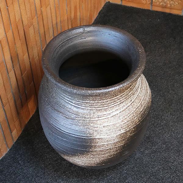 大壺 傘立て 花入れ 陶器 大型 おしゃれ 信楽焼 傘入れ 花瓶 モダン 黒