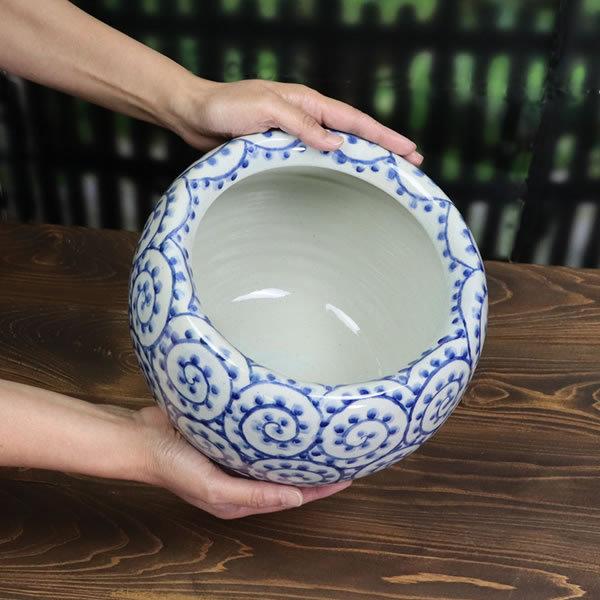 火鉢型ポット 火鉢 陶器 手あぶり 鉢カバー 花器 花入れ フラワー