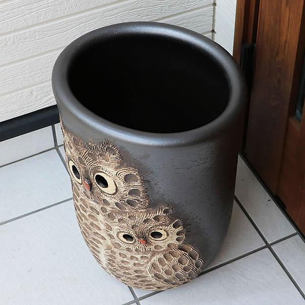 傘立て 陶器 信楽焼 おしゃれ フクロウ 傘入れ モダン シンプル 玄関