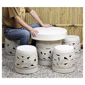 信楽焼 ガーデンテーブル 陶器テーブルセット 庭園テーブル イス