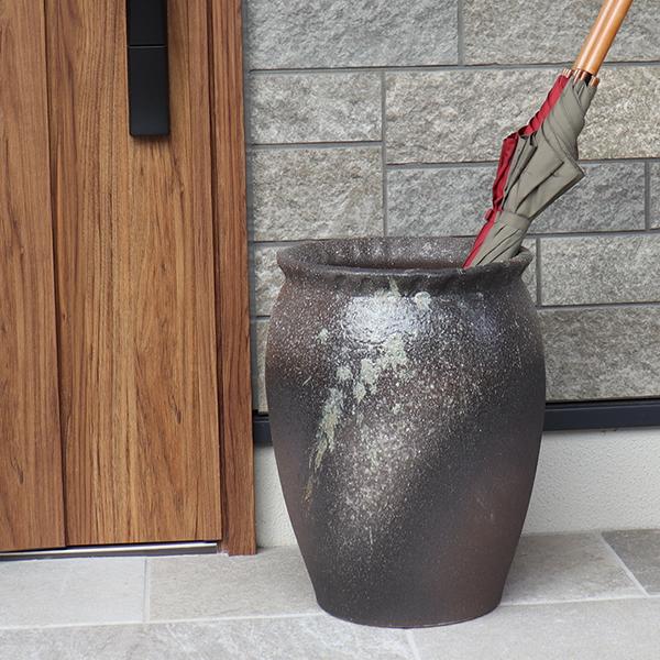 傘立て 陶器 おしゃれ 信楽焼 かさたて 和風 傘入れ モダン 黒 玄関