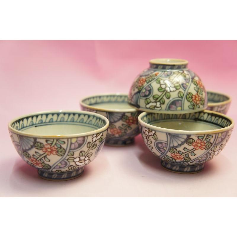 六代 佐藤走波 染錦椿草花文 湯呑み揃 : 食器のみつはた - 通販