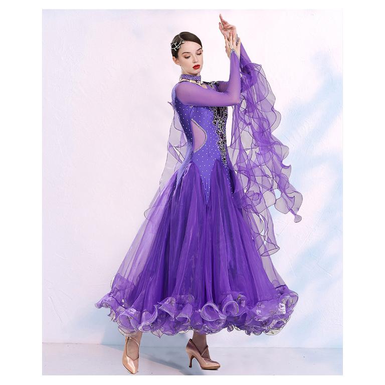 社交ダンス ワンピース モダンドレス 大きいサイズ 長袖 社交ダンス