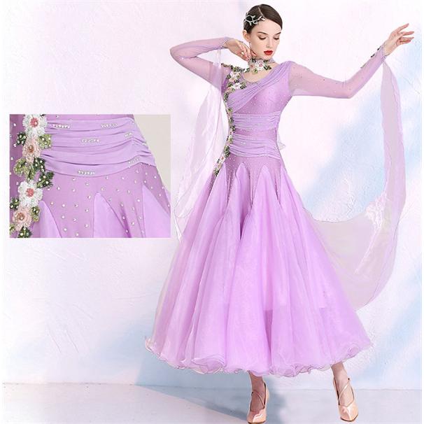 社交ダンス ワンピース モダンドレス 大きいサイズ 長袖 社交ダンス