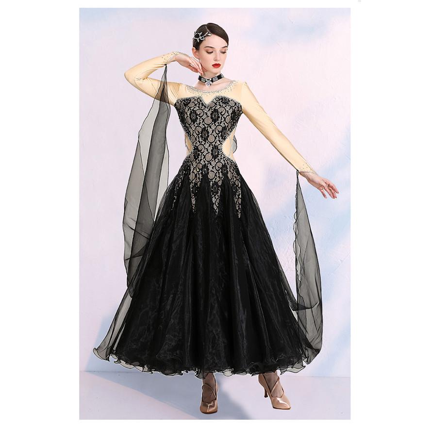 社交ダンス ワンピース モダンドレス 大きいサイズ 長袖 社交ダンス