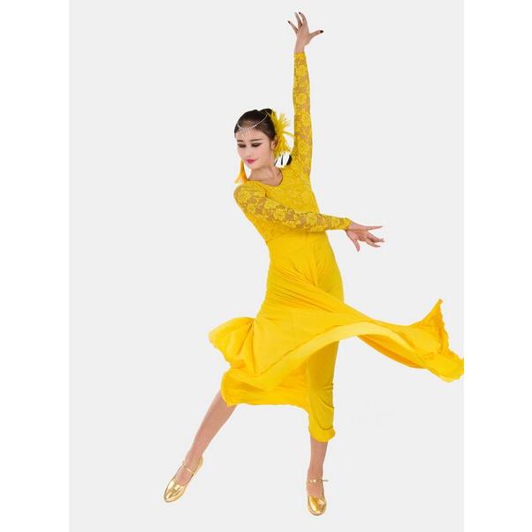 社交ダンスドレス ワンピース ダンス服 ラテンドレス レース ロング