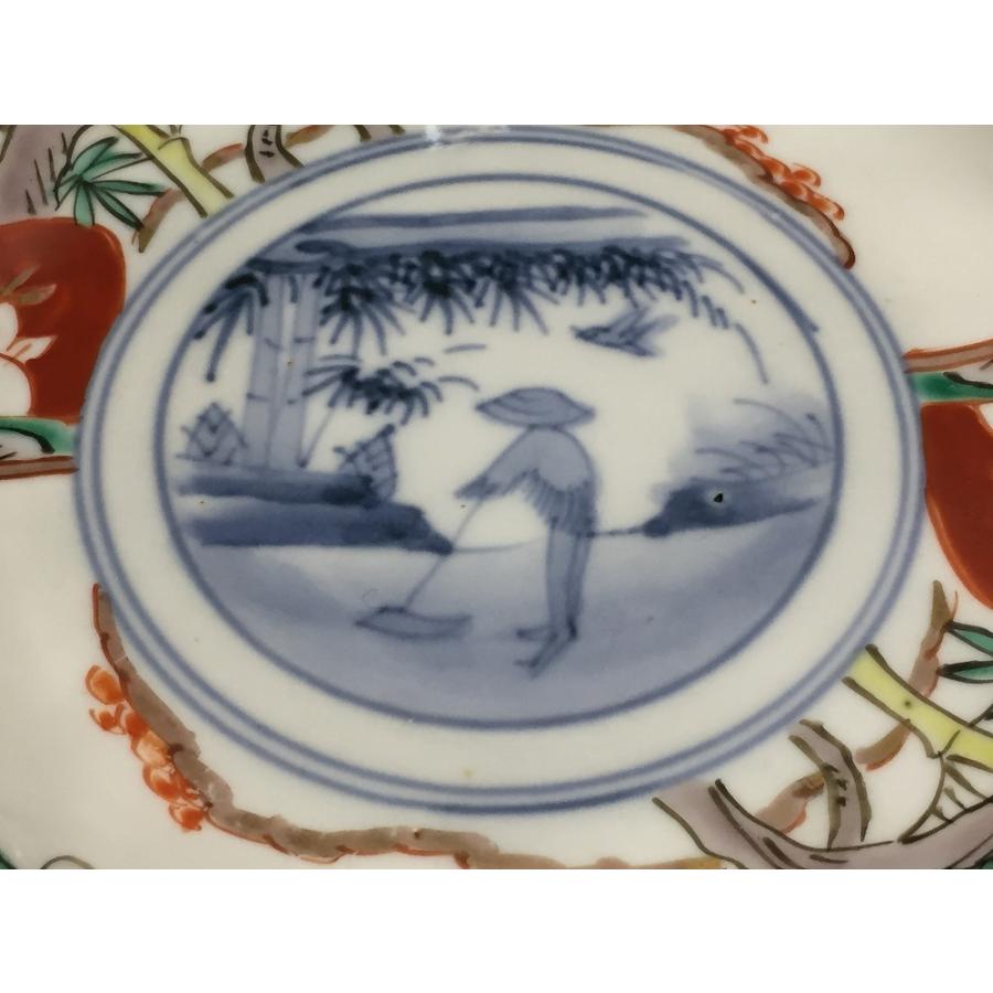 古伊万里 二重角富紋 錦松竹梅 直径15cm なます皿 3枚セット (24) : SK