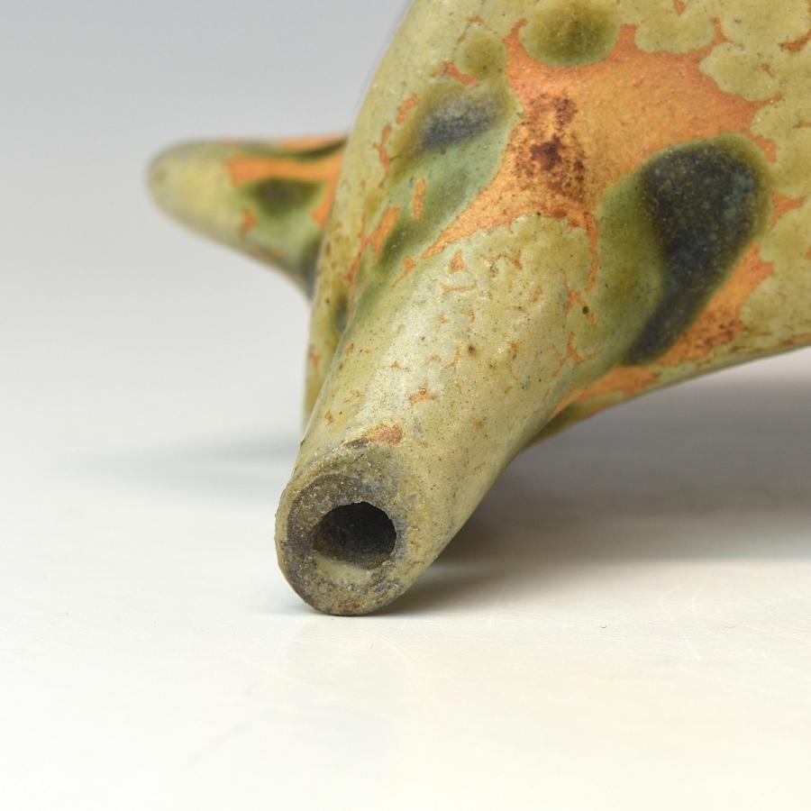 趣楽】 人間国宝 金城次郎作 魚文抱瓶 酒器 本物保証 V1351 : 趣楽堂