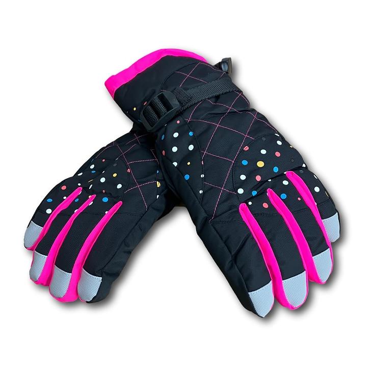 スキーグローブ ドット柄 レディース ガールズ 秋冬 全4色 撥水 保温