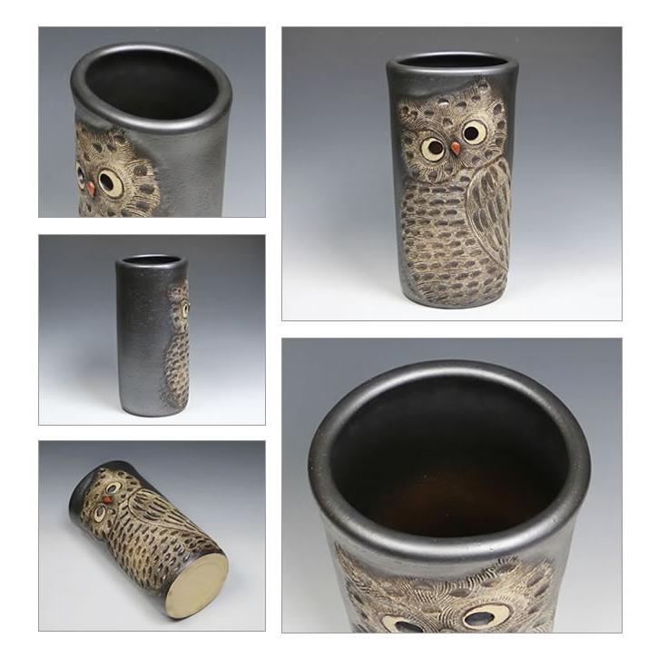 傘立て 陶器 信楽焼 おしゃれ スリム フクロウ 傘入れ モダン シンプル