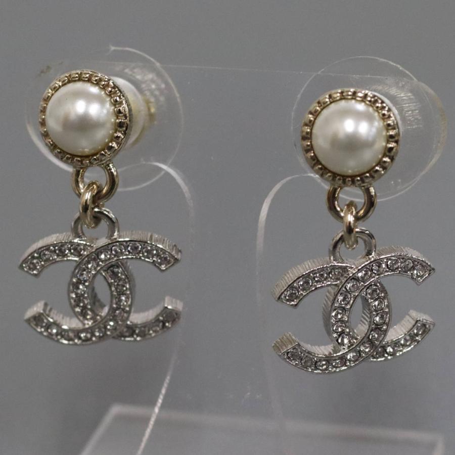 CHANEL（シャネル） ココマーク フェイクパール ラインストーン ピアス