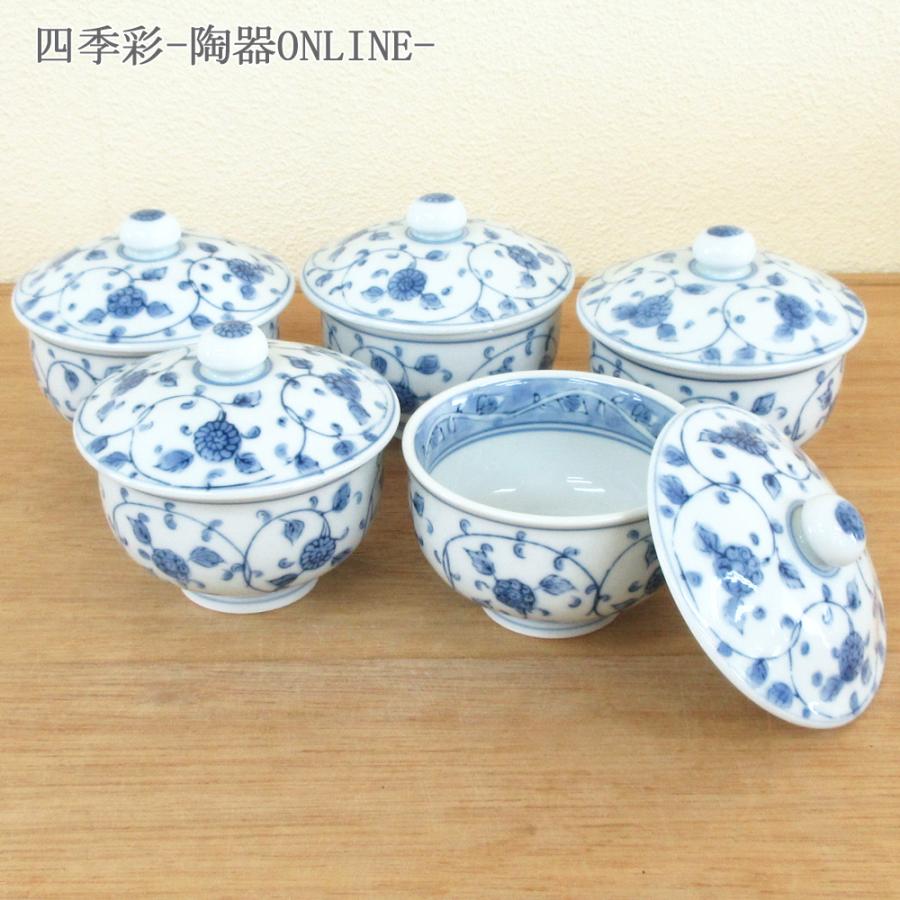湯飲み 蓋付き湯呑み茶碗 5客セット バラの舞 湯呑み おしゃれ 業務用