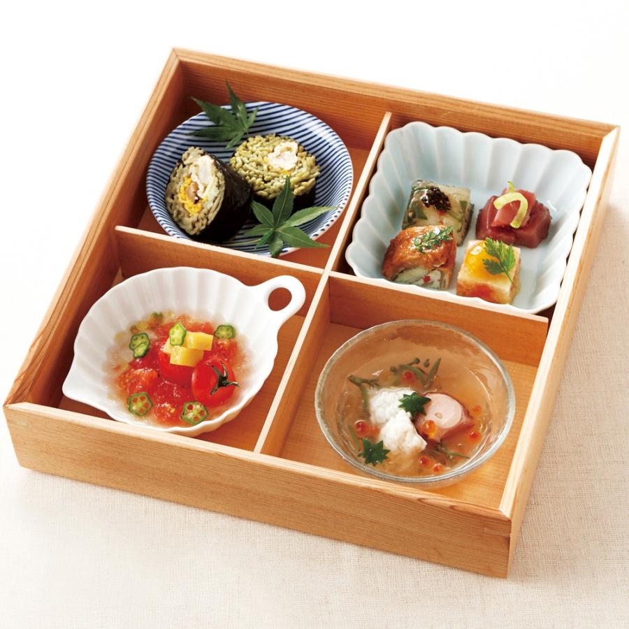 松花堂弁当箱 風 4つ仕切り箱 小鉢4個セット おしゃれ 業務用 和食器