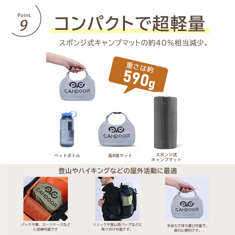 キャンプマット【Camdoor】 10センチ ダブル 厚手 防災 マミー型 封筒