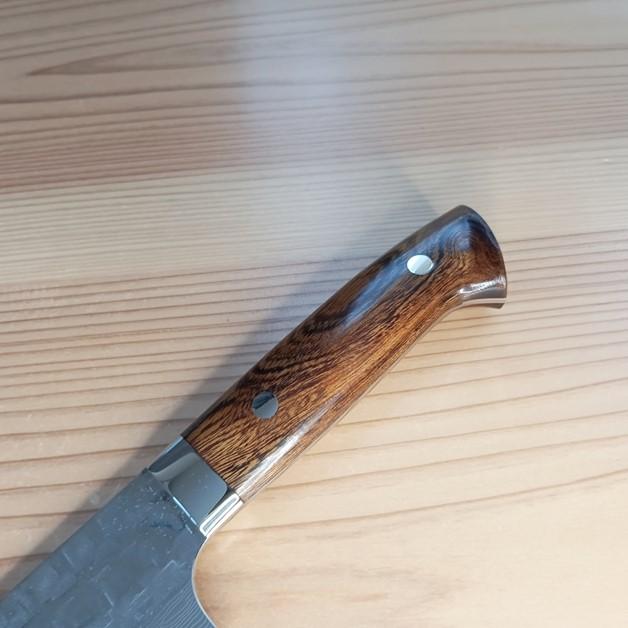 佐治武士作 銀嶺 VG10十字鎚目 ダマスカス鋼 切付剣型包丁 文化包丁