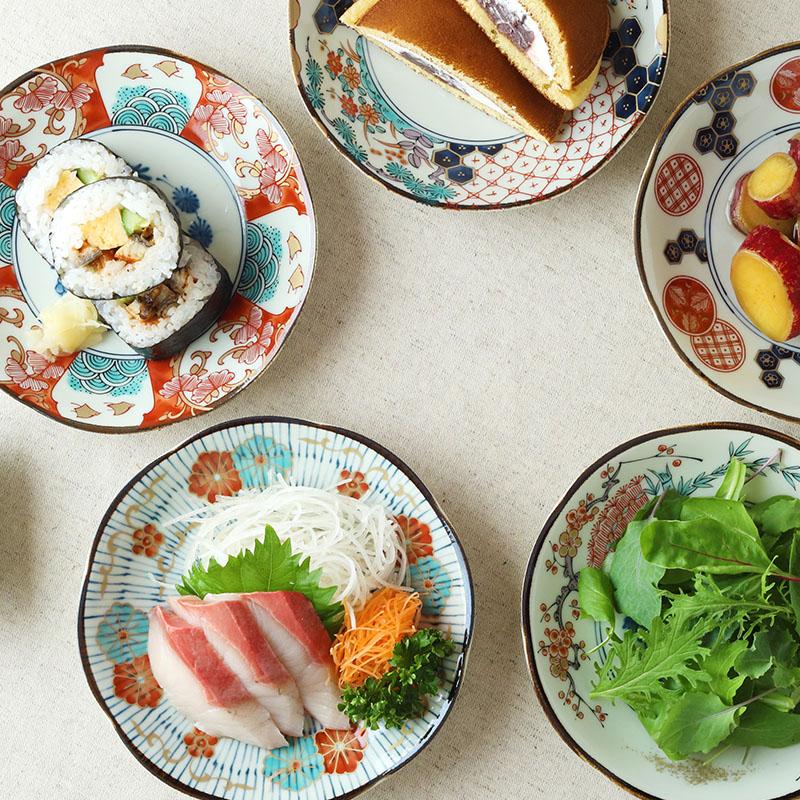 中皿 16cm 染錦古伊万里 和柄 伝統模様 おしゃれ レトロ プレート お皿