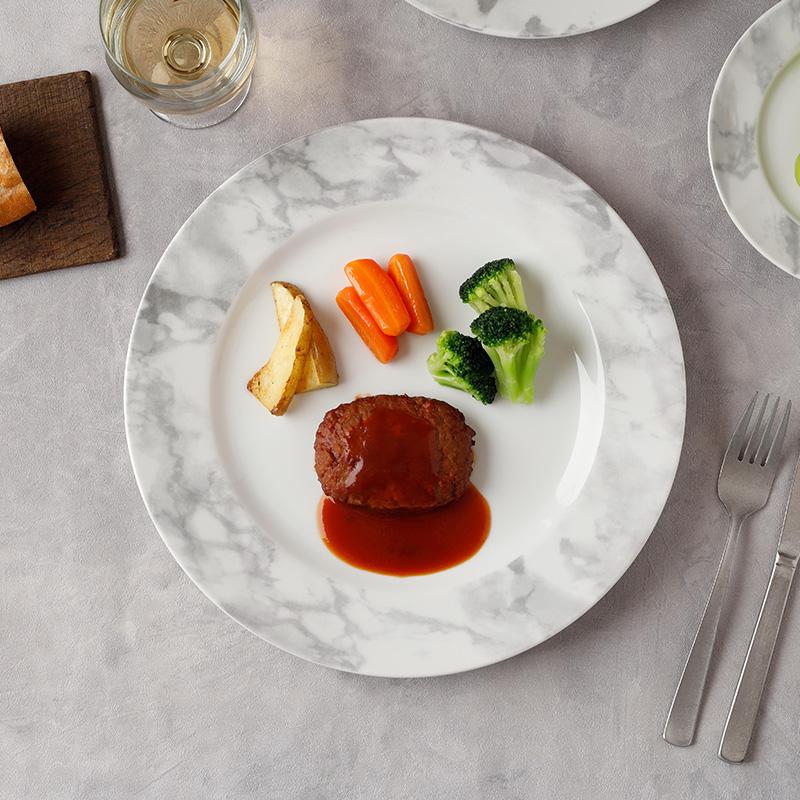 最大50%OFFセール】リムプレート 28cm 大理石調マーブル プレート お皿