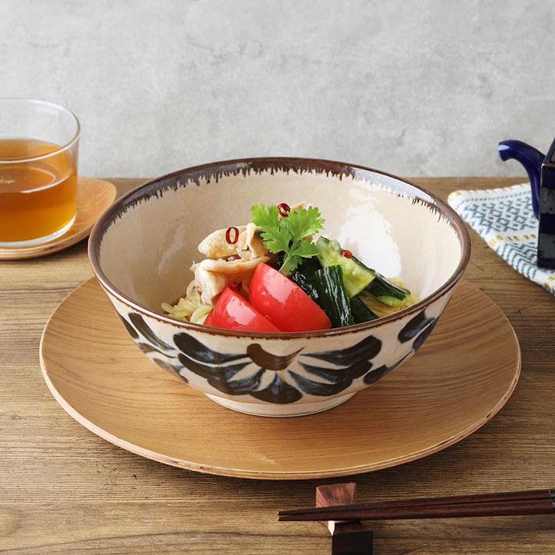 麺鉢 19.5cm 唐草 超軽量 Airstack 和食器 磁器 日本製 美濃焼