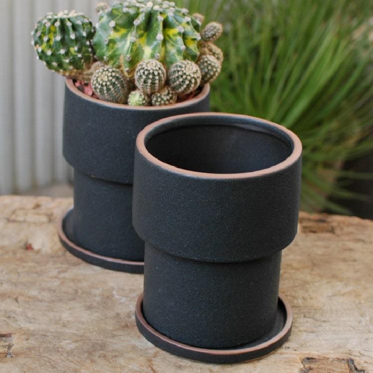 植木鉢 おしゃれ 陶器鉢 マットブラックなシンプルポット ST7320-120 4