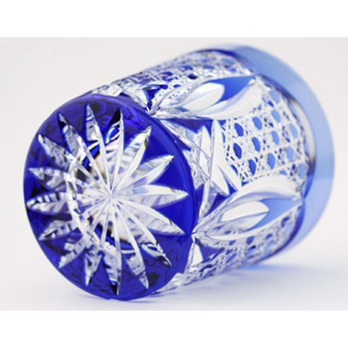 江戸切子 カガミクリスタル ロックグラス（青） 木村秋男 : お値打ち