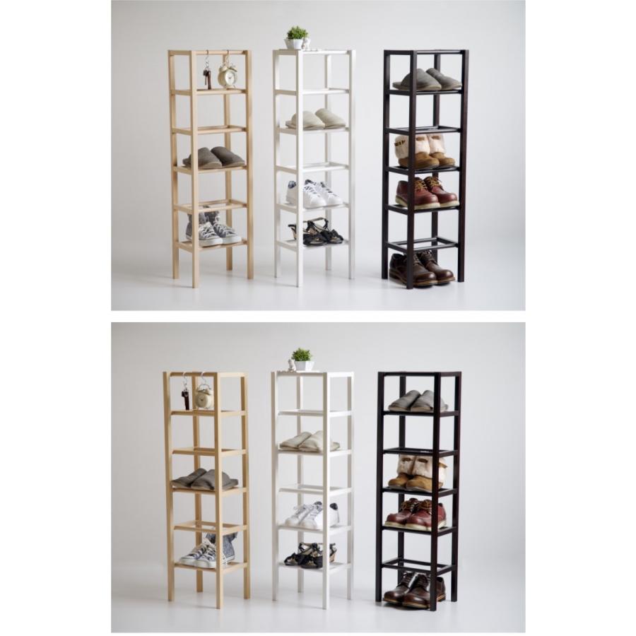 石崎家具 日本製「木製 シューズラック【6段スリム】」 収納 下足箱