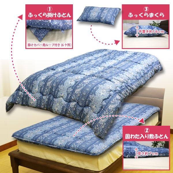 昭和西川 合繊布団3点セット（ペイズリー柄）シングル ロングサイズ SL