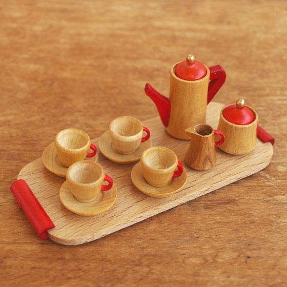 ままごと ティーセット 木製 おもちゃ ドールハウス オブジェ 置物