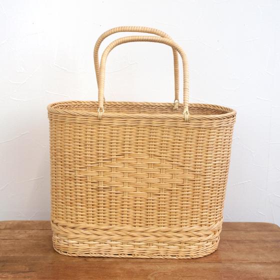 松野屋 日本製 藤小判 買物かご かごバッグ カゴ 生成A バスケット