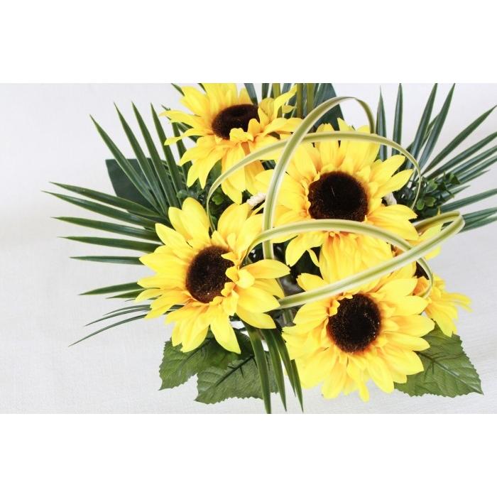 造花 ひまわり アレンジ ストレチアと向日葵のバスケットアレンジ