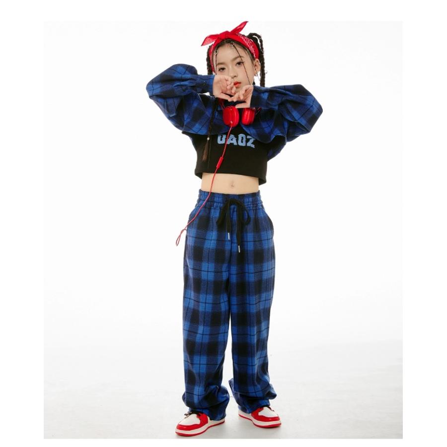 キッズダンス衣装 セットアップ ガールズ ヒップホップ 衣装 チェック