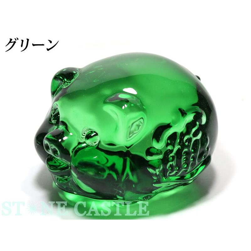 石流通センター 天然石 彫刻置物 福豚(招財進寶) クリスタルガラス (大
