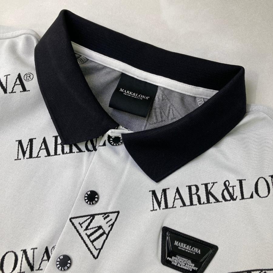 MARK&LONA マークアンドロナ 2024年 半袖ポロシャツ ロゴ総柄 グレー系