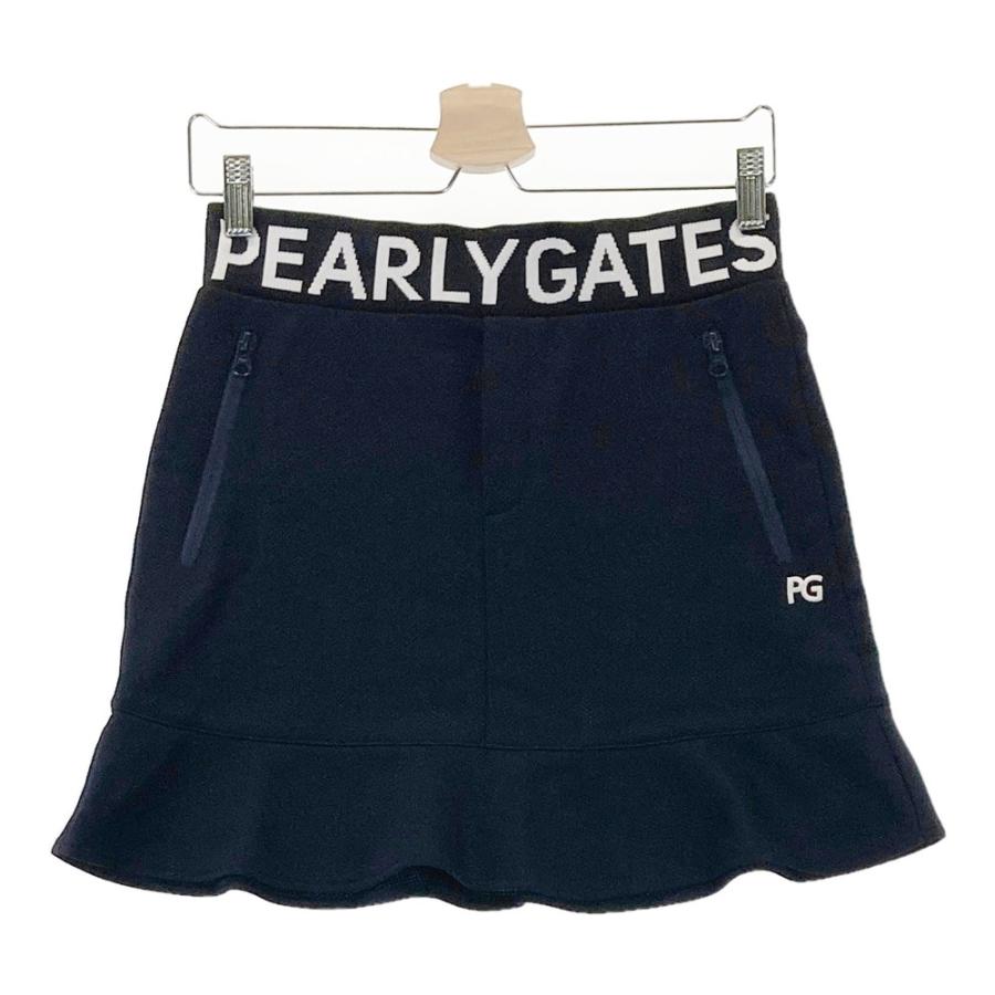 PEARLY GATES ネイビー ボアスカート C/Peストレッチカルゼ裏地付き