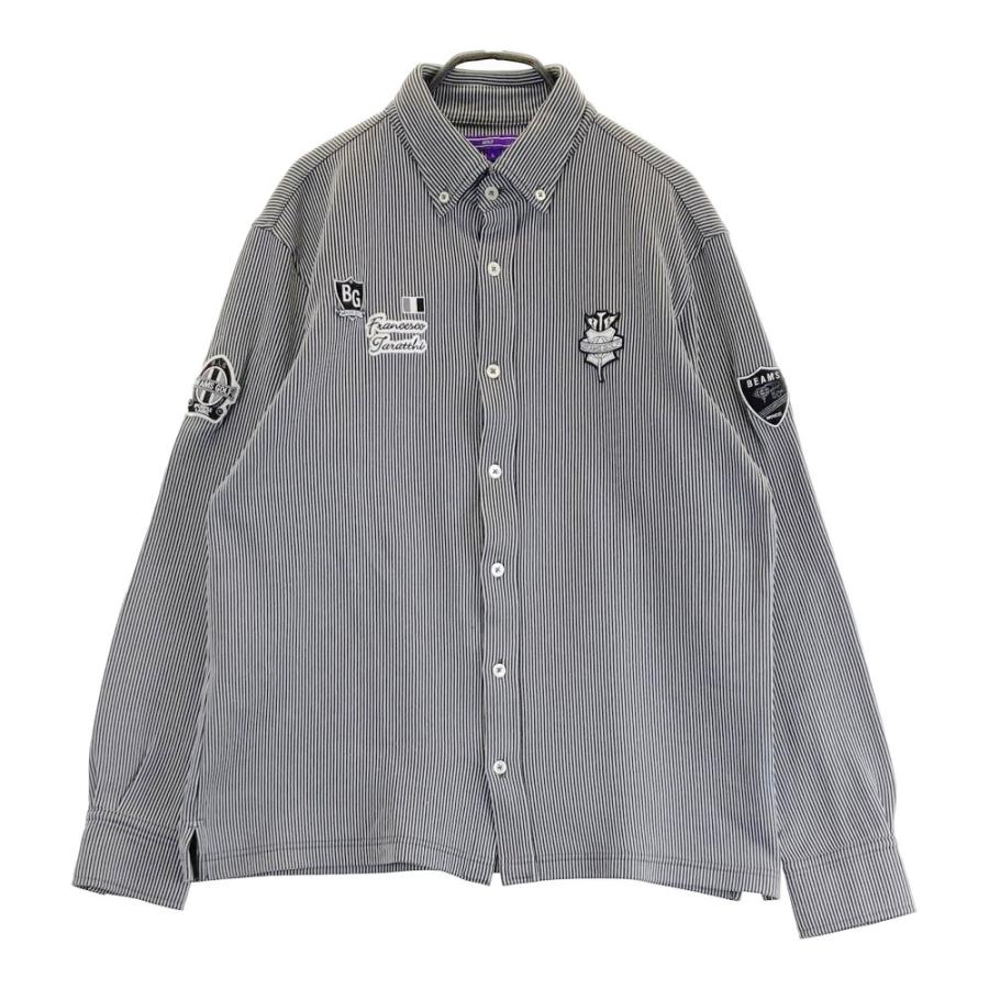 BEAMS GOLF ビームスゴルフ 長袖シャツ ストライプ ネイビー系 9