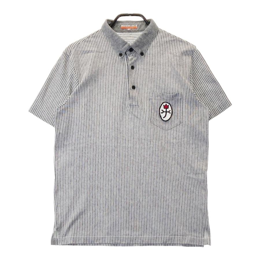 CASTELBAJAC カステルバジャック 半袖ポロシャツ ストライプ柄 グレー