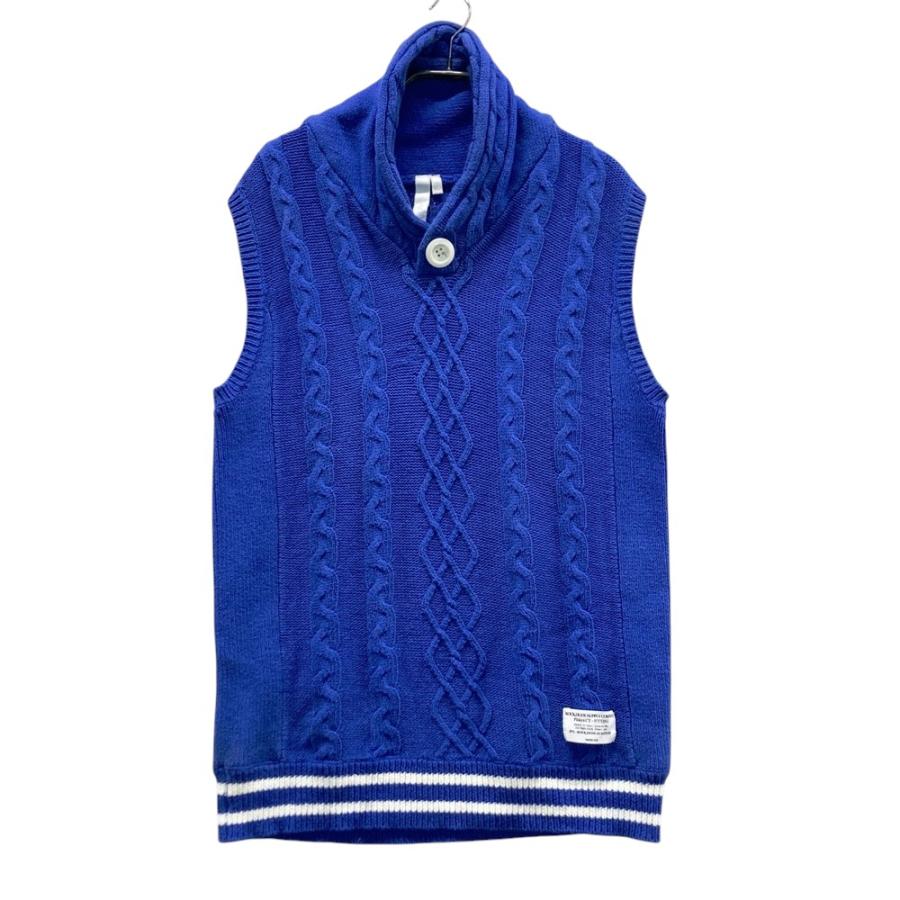 ROCK DUDE ロックデュード ニットベスト ケーブル編み ブルー系 02