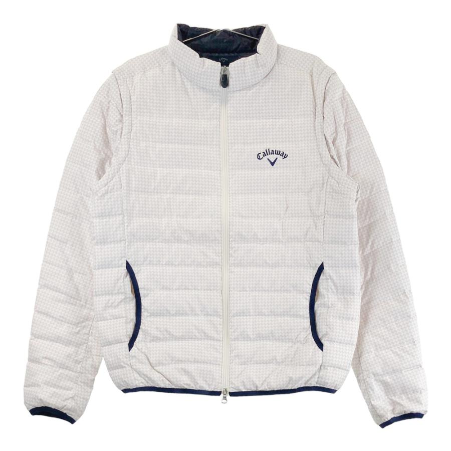 CALLAWAY キャロウェイ 2WAY ダウンジャケット 総柄 ホワイト系 L