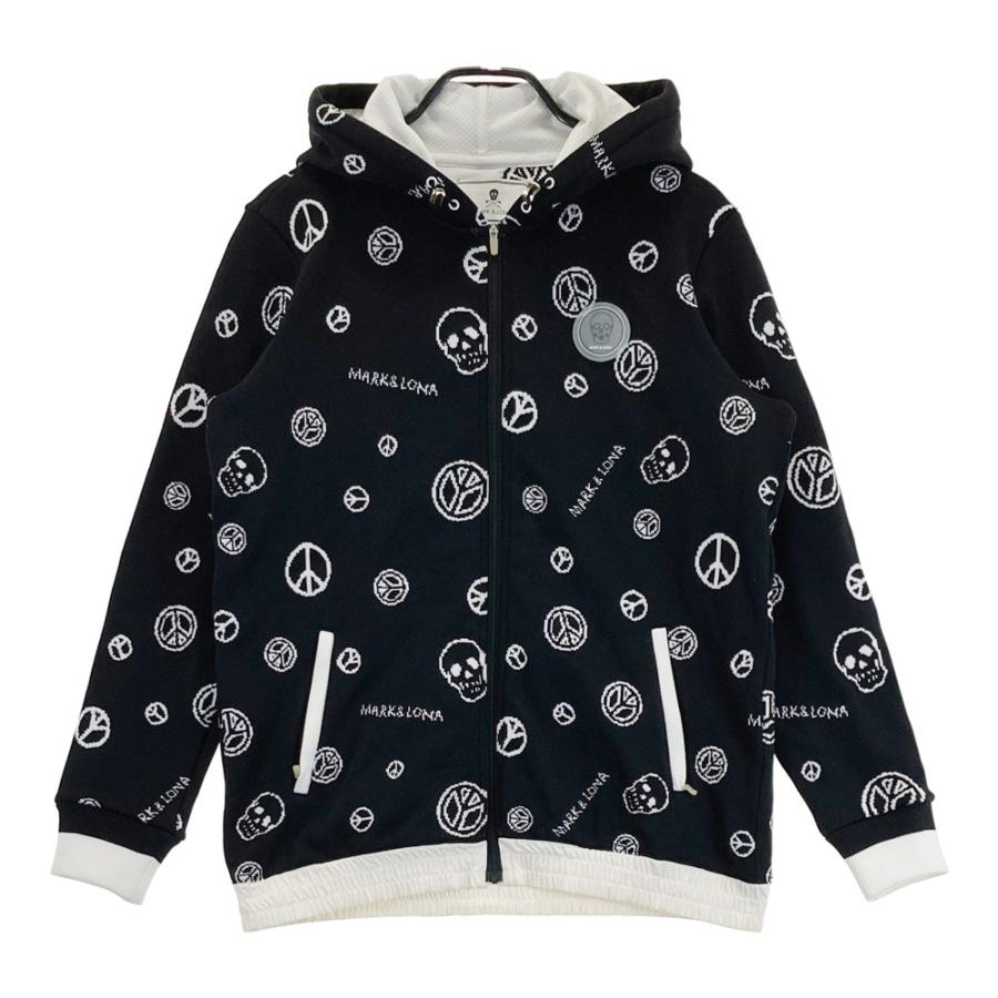 MARK&LONA マークアンドロナ ニット ジップパーカー 総柄 ブラック系 L